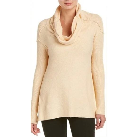 Free People Butter Yellow Wool Blend Cowl Neck Sweater Women's Small - Picture 1 of 7
